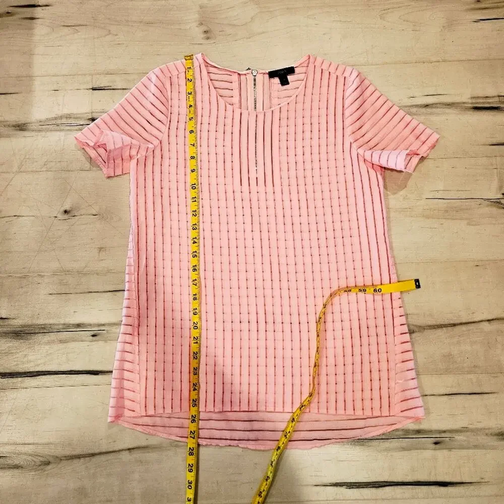 J. Crew Pink Sheer Stripe Tunic Top Back Zip Size 2_5
